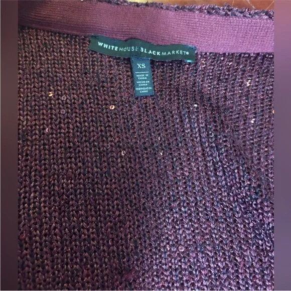 White House Black Market Breathable Light Burgundy Sequin Cardigan size XS - Picture 5 of 8